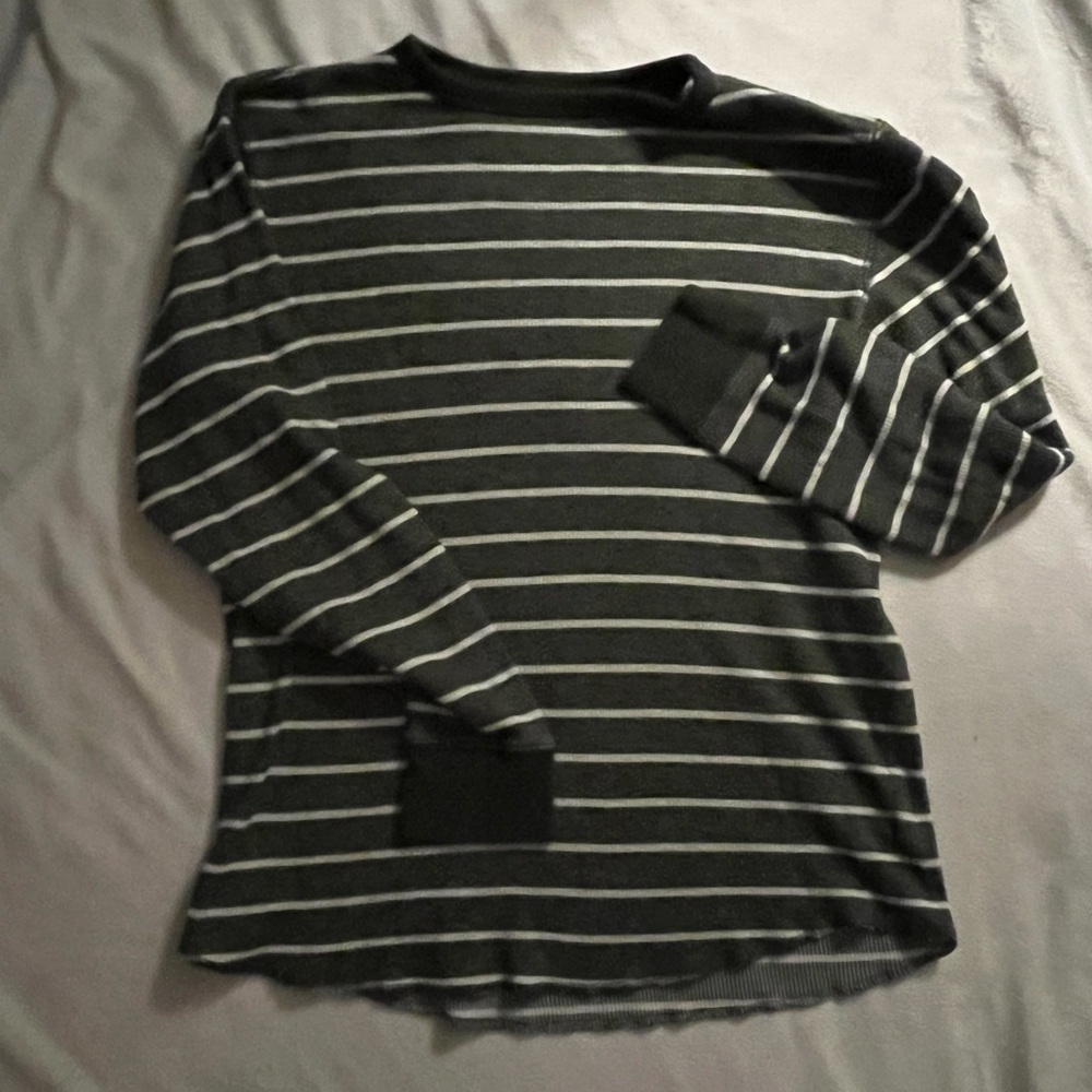 Dark green and white striped long sleeve